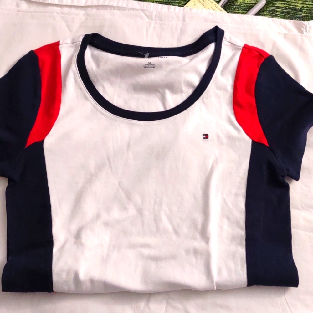 Tommy Hilfiger Women's White Red And Blue Shirt